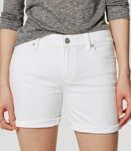 LOFT Denim Bermuda Flip Cuff Shorts In White sz 10 - Picture 1 of 5