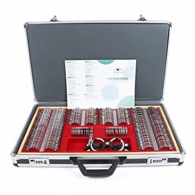 Juego de lentes de prueba de optometría óptica 268 piezas borde de metal estuche de aluminio grado A Foto 1 de 4