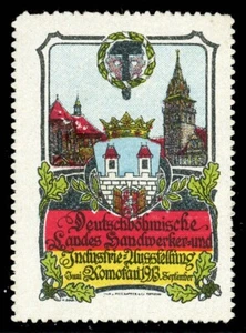 Bohemia Poster Stamp - 1913, Komotau - Nat'l Regional Crafts & Industry Exhib. - Picture 1 of 1