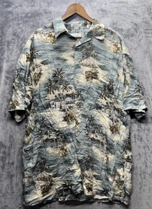 Pierre Cardin Shirt Men's XLT Hawaiian Tropical Floral Button Up Soft Rayon - Picture 1 of 5