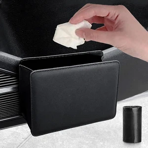 Car Trash Can, Leather Vehicle Trash Bin Car Dustbin Garbage Organizer Holder wi - Picture 1 of 12