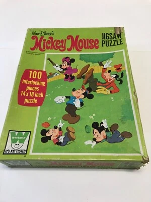 Quebra-cabeça Disney Vintage Anos 70 Mickey Mouse Whitman - 100 Peças - 14x18 - Imagem 1 de 2
