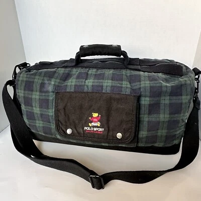 Blackwatch Ralph Lauren Polo Bear Green Tartan Plaid Sport Weekender Duffle Bag - Image 1 of 4
