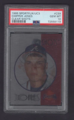 1995 PINNACLE UC3 CLEAR SHOT ROOKIE CARD #9 CHIPPER JONES GRADED PSA 10 GEM MINT - Image 1 of 2