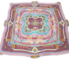 Karoo Vintage Blanket Afghan 3D Yarn Art Pink Purple Luxury Crochet Decor 83" Sq