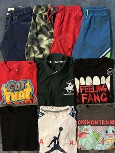 10 Piece Lot Boys Sz 10 Summer T-shirt Polo Shirt Activewear Shorts Jean Shorts - Picture 1 of 11