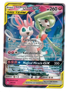 POKEMON GARDEVOIR & SYLVEON GX TAG TEAM 130/214 UNBROKEN BONDS ULTRA RARE MP - Picture 1 of 4