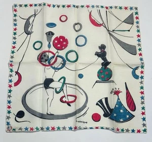 Vintage Bloch Freses Circus Frédérique Juggling Poodle Novelty Handkerchief - Picture 1 of 9