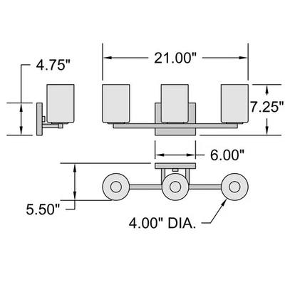 Iluminação de acesso Sienna 3 vaidades - Imagem 1 de 4