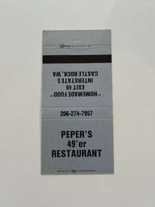 Pepers 49er Restaurant Castle Rock Washington Vintage Matchbook Cubierta 10 - Imagen 1 de 1