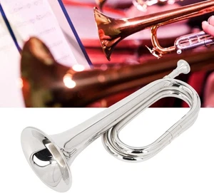 Brass Bugle Military Cavalry Army Military Command Signal Horn {Silver} - Picture 1 of 7