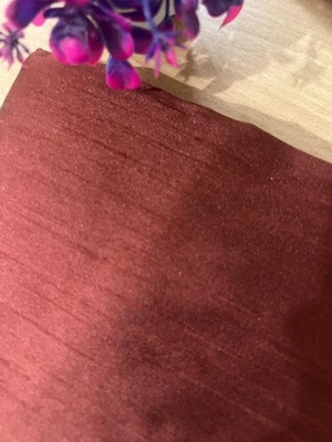 Maroon Raw Silk Dupioni Fabric -  upholstery craft fabric by the yard - Image 1 of 4