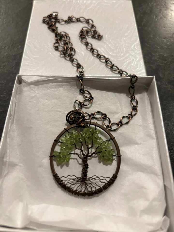 Tree Of Life Peridot Handcrafted Copper Jewelry Necklace - Image 1 of 1