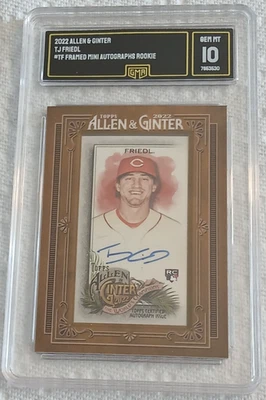 2022 ALLEN & GINTER MINI FRAMED AUTO  T.J. FRIEDL #MA-TF GMA 10 GEM MINT - REDS - Image 1 of 2