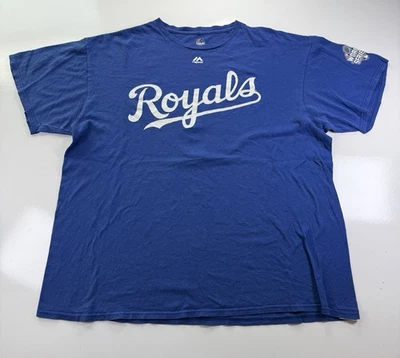 Majestic XL Kansas City Royals #4 Alex Gordon 2015 World Series shirt MLB blue - Image 1 of 4