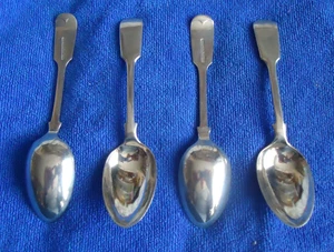 4 Fiddle Oar Pattern Tea Spoons 22g Makers Mark BM Quad / Quade / McQuade - Picture 1 of 3