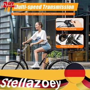 Triciclo 26 Pollici 3 Ruote per Adulti,6 Velocità Bicicletta per Anziani con Cestino della Spesa - Foto 1 di 19