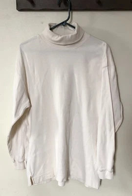 Vtg Talbots Mens L Relaxed Off White Turtleneck 100% Cotton Preppy Classic  - Image 1 of 4