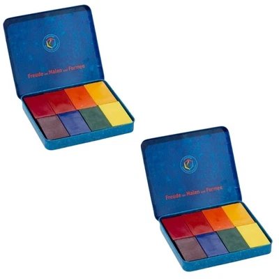 Stockmar 2 Tins of 8 Block Non-Toxic Beeswax Wax Crayons Waldorf Colors 628501 - Image 1 of 3