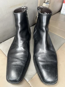 Donald J Pliner ANILLO i20 Cremallera Cuero Negro Botines Para Hombre 9 M - Imagen 1 de 9