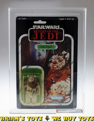 Figura de acción vintage Kenner Star Wars cardada ROTJ 65 Back-C Chief Chirpa AFA 75 Foto 1 de 4