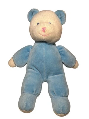 Винтажный Russ Baby синий белый бархат плюшевый медведь погремушка 8» плюшевая мягкая игрушка - Изображение 1 из 3