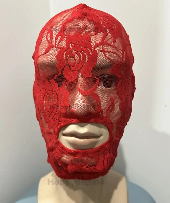 Máscara de encaje negra/blanca/roja de Halloween capucha boca abierta juego de rol disfraz máscara Foto 1 de 4