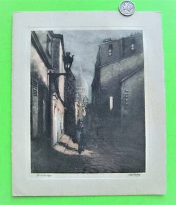 ORIGINAL CA 1920 VINTAGE PARIS "RUE DE RUSTIQUE" COLOR ACERO TINTADO GRABADO XLNT - Imagen 1 de 6