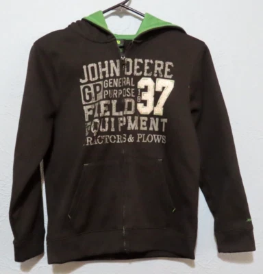 John Deere Size 10/12 M Fleece Full Zip Hooded Sweatshirt - Image 1 of 4