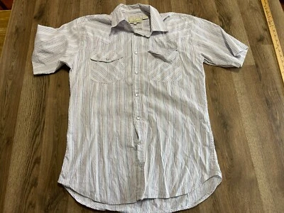 Eagle Crest Shirt, Men's Size Medium, Blue, Striped, Button Up Short Sleeve - Image 1 of 4