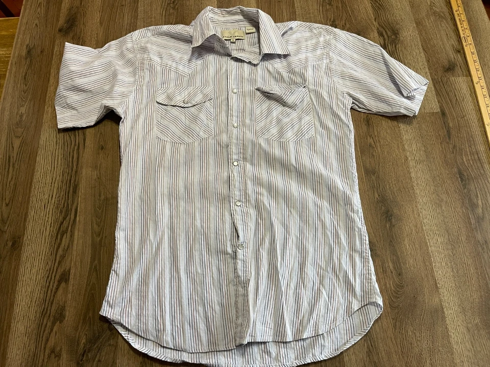 Eagle Crest Shirt, Men's Size Medium, Blue, Striped, Button Up Short Sleeve - Image 1 of 4