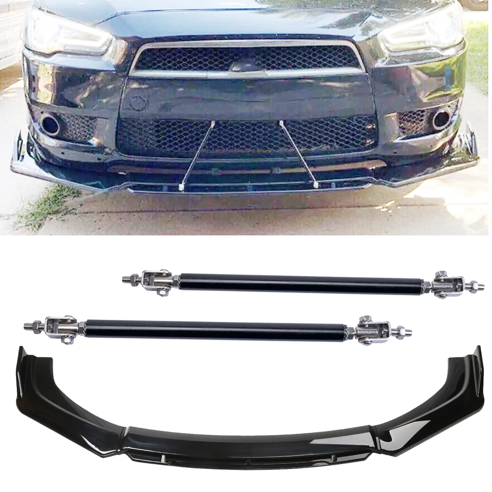 Front Bumper Lip Car Splitter Spoiler Boby Kit Glossy Black For Mitsubishi Lance Foto 1 de 4