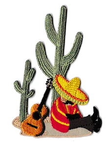 Patch écusson patche Mexique cactus Mexico thermocollant guitare brodé badge  - Picture 1 of 2