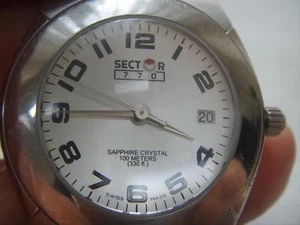 SWISS MADE SECTOR 770 UNISEX DATE WATCH ALL STAINLESS STEEL SAPPHIRE GLASS - Picture 1 of 1