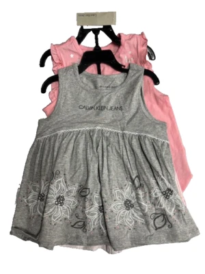 JUEGO DE 3 PANTALONES CORTOS/BLUSA/VESTIDO CALVIN KLEIN NIÑAS (ROSA/GRIS/BLANCO 6X) NUEVO CON ETIQUETAS Foto 1 de 3
