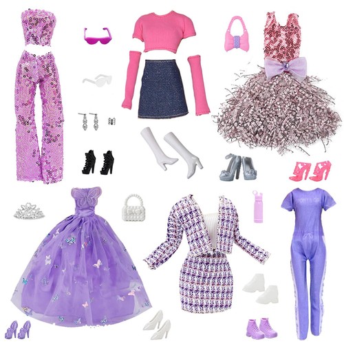 VETEMENTS 28 vêtements de poupée vêtements de mode et accessoires pour poupées paillett...