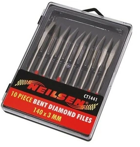 Diamond Needle File Set 10pc Wood Metal Riffler Rifler Bent Rasp 120 Grit 140mm - Picture 1 of 3