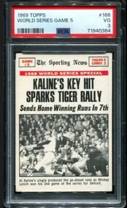 PSA 3 en muy buen estado 1969 Topps al Kaline #166 Tigres Serie Mundial juego 5 Hof 40364 KD264 - Imagen 1 de 2