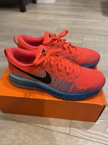 Nike Flyknit Max Bright Crimson Blue Size 10 620469-600 - Imagen 1 de 7