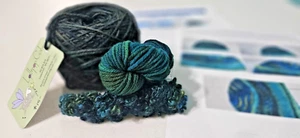 Far Out Fibers - Sky & Mountain  Hat Knitting Kit -Jewel2 - 3  skeins &  pattern - Picture 1 of 14