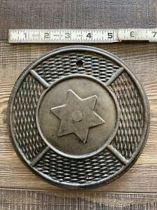 Antique Round Heat Grate Floor/Register Cast Iron Star From 3-piece Set Decor