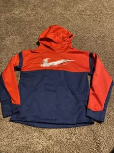 Nike Dri Fit Blue Red Colorblock Cropped Hoodie Pullover Sweatshirt Youth M - Picture 1 of 4