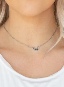 Paparazzi Jewelry Promise The Moon Silver Choker Necklace & Earrings Set - Picture 1 of 6