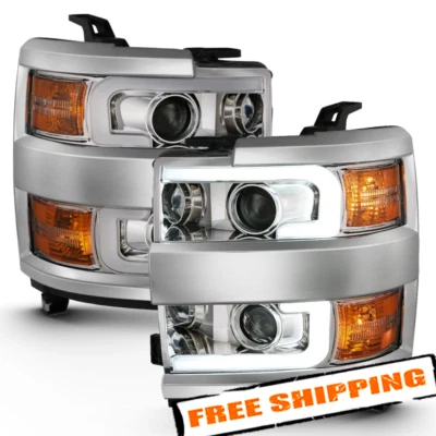 Anzo Chrome LED U-Bar Projector Headlights for 15-18 Chevy Silverado 3500 HD - Image 1 of 4