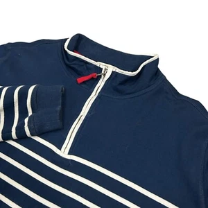 WoolOvers 1/4 Zip Pullover Herren XXL 2XL blau weiß gestreift Pulli - Bild 1 von 8