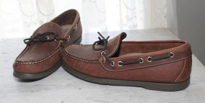 Vintage LL Bean Camp Moccasins 7.5D Men's NWOB Preppy Ivy League Brown Leather - Picture 1 of 10