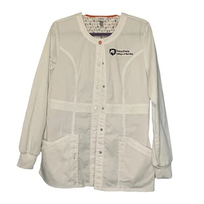 Code Happy Penn State Scrub Jacket White Round Neck Warm Up Long Sleeve M - Image 1 of 4