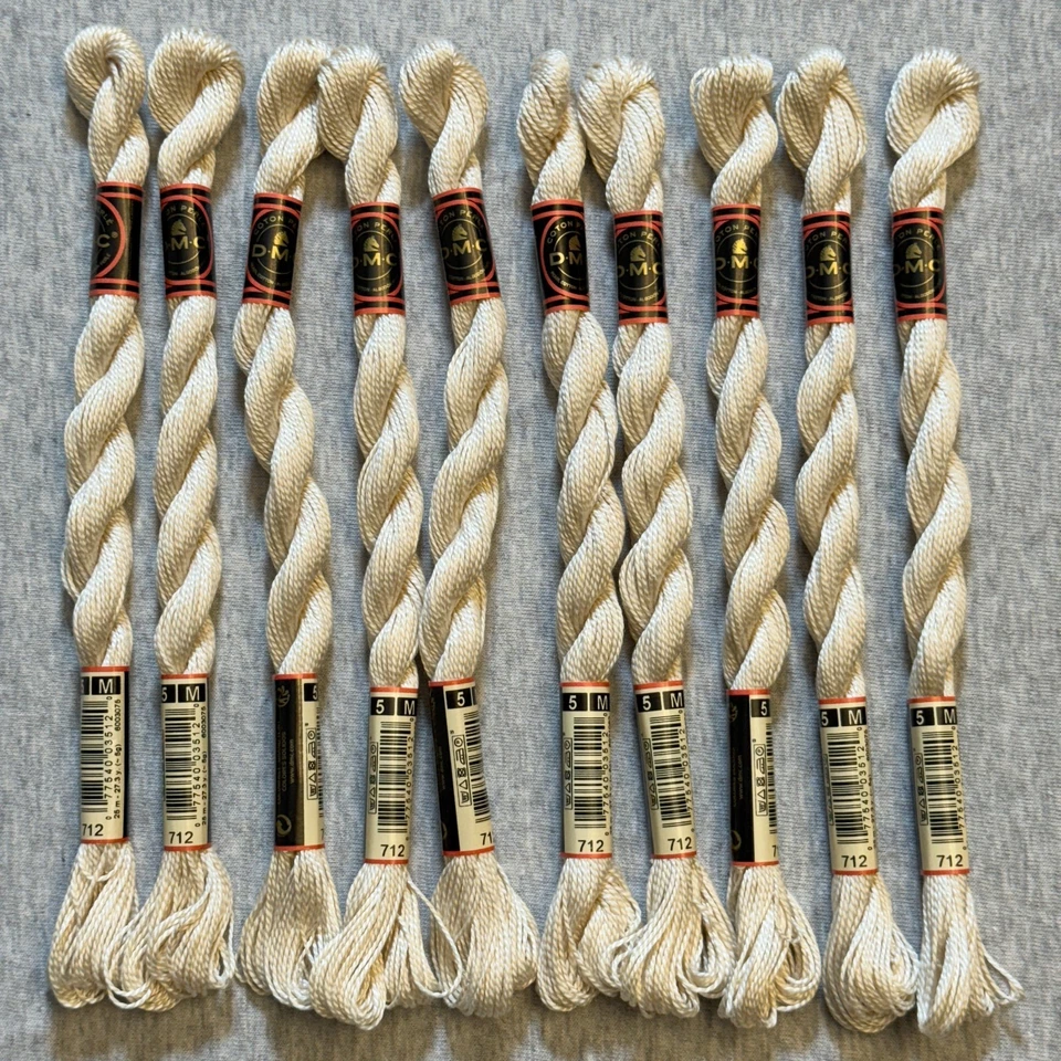 DMC Cotton Perle #5 Lot of 10 Beige #712 Embroidery Floss Thread - Image 1 of 4