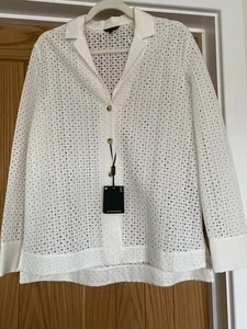 Massimo Dutti White Lace Boxy Style Blouse/ Jacket size 10 NWT £59.95 - Picture 1 of 15