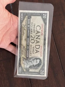 1954 Canada $20 devils face banknote Beattie Coyne D/E 8874520 - Imagen 1 de 2